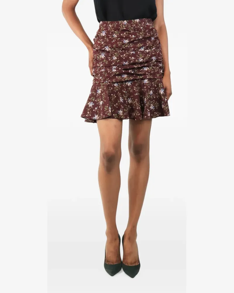 Veronica Beard ruched floral-print mini skirt - Braun Braun
