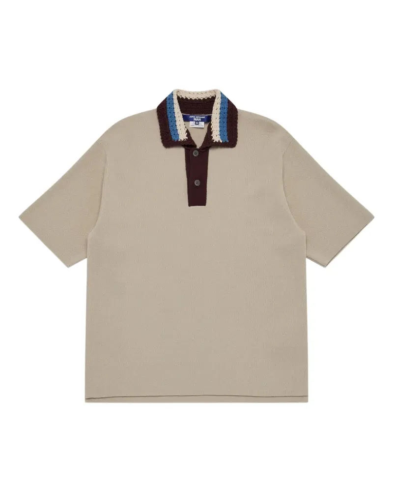 Junya Watanabe Piqué-Poloshirt mit gehäkeltem Kragen - Nude Nude