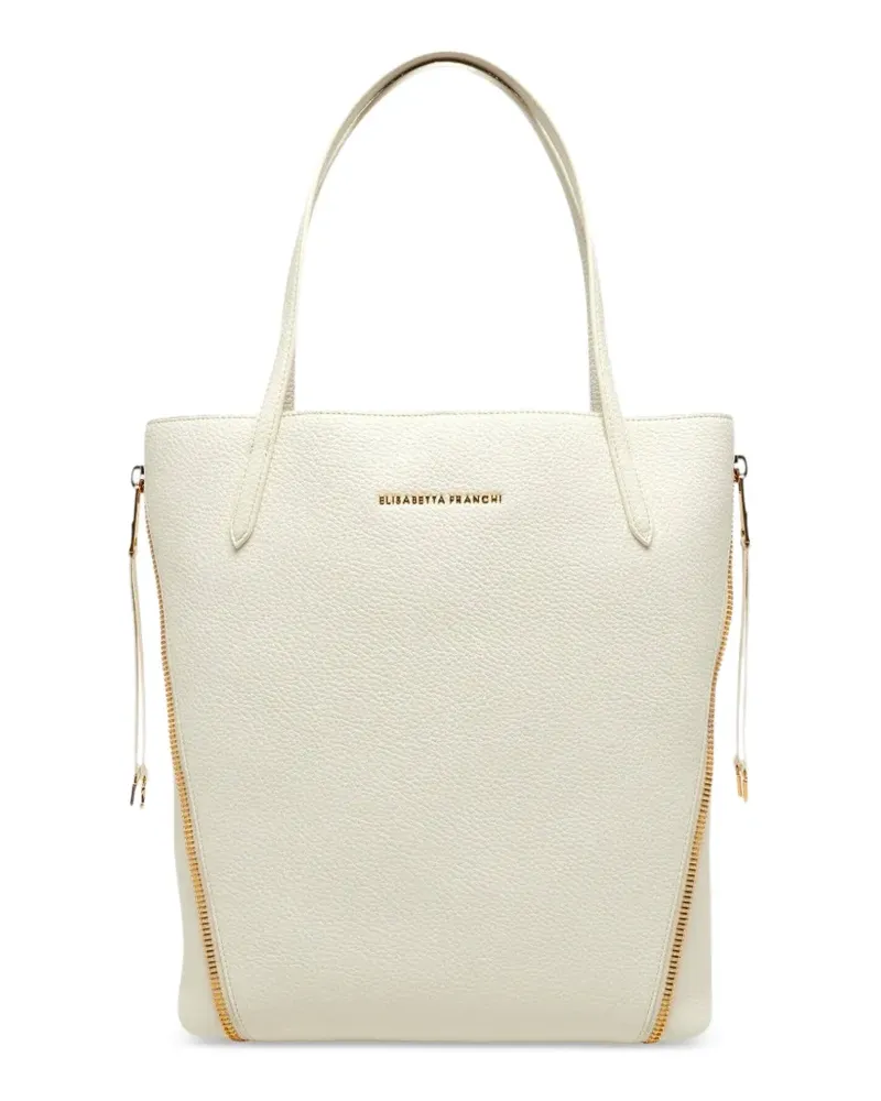 Elisabetta Franchi Tote Bag mit gekörnter Struktur und seitlichem Reißverschluss - Nude Nude