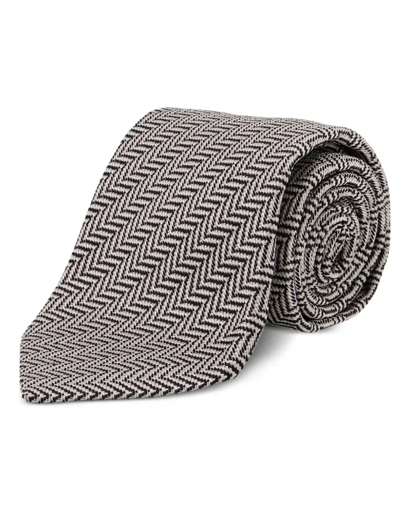 Tom Ford Seidenkrawatte mit Fischgrätenmuster - Silber Silber
