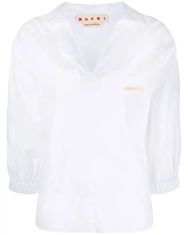 Marni Bluse mit V-Ausschnitt - Weiß Weiß