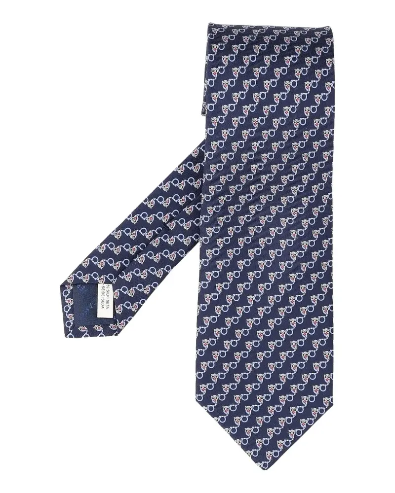 Ferragamo Owl-print silk tie - Blau Blau