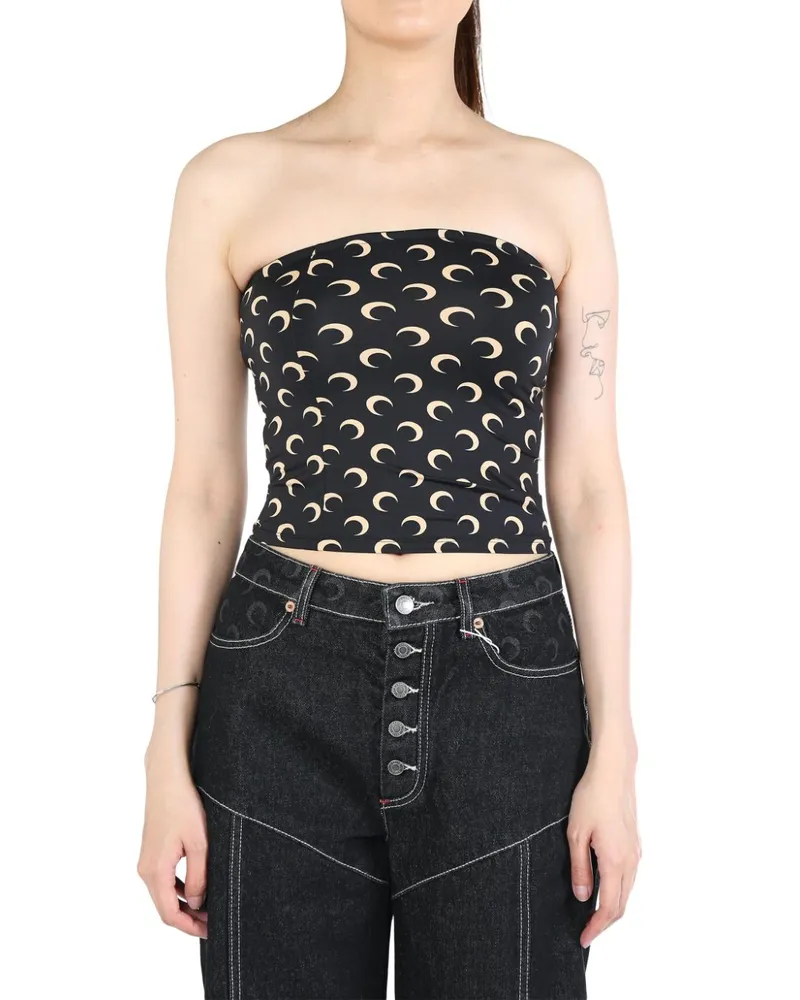 Marine Serre moon-print top - Schwarz Schwarz