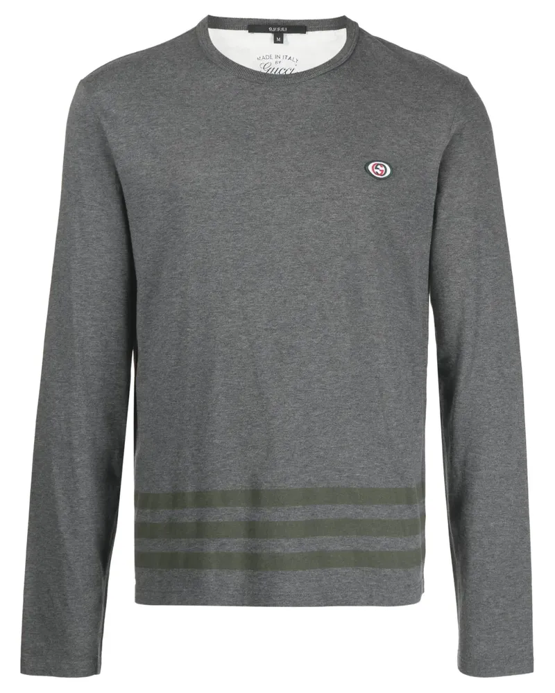 Gucci Langarmshirt mit Logo-Stickerei - Grau Grau