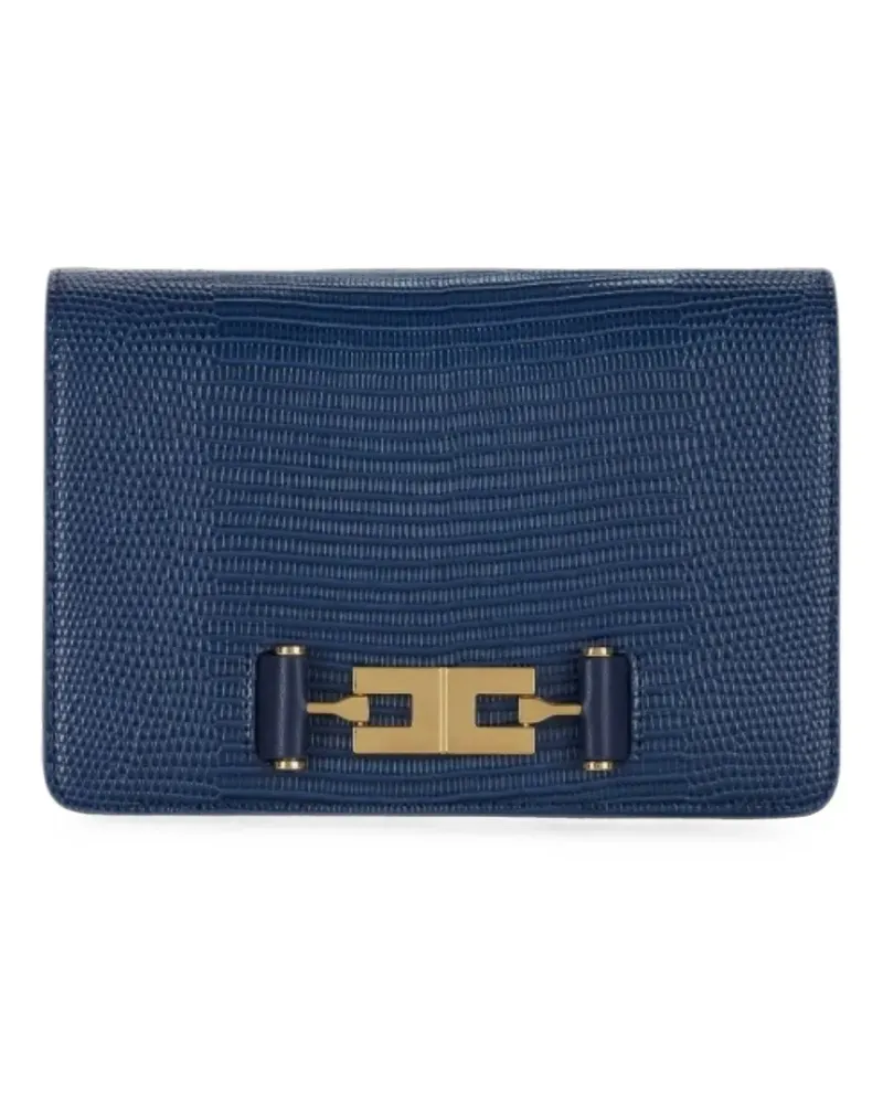 Elisabetta Franchi lizard-effect logo-plaque cross body bag - Blau Blau