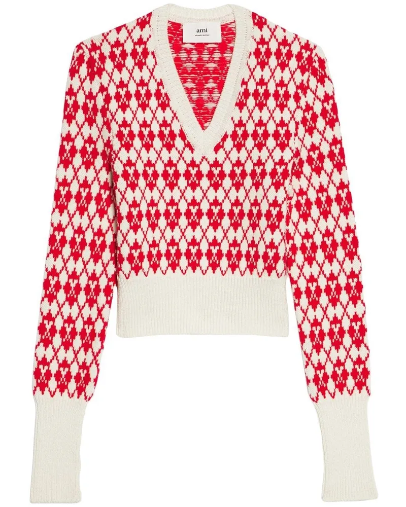 AMI Paris Ami de Coeur Pullover mit Argyle-Muster - Rot Rot