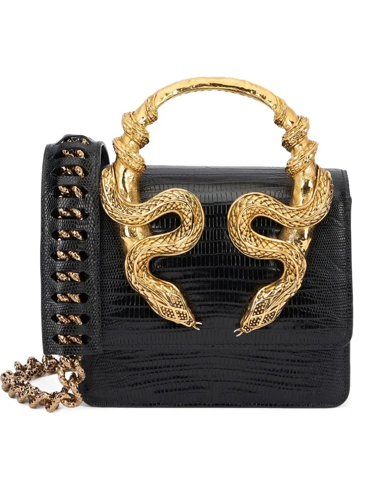 Roberto Cavalli Tote Bag mit Schlangenverzierung - Schwarz Schwarz