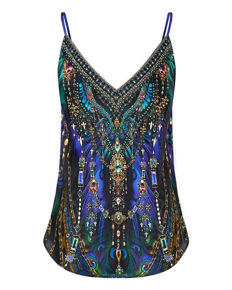 Camilla Verziertes Camisole-Top mit V-Ausschnitt - Blau Blau