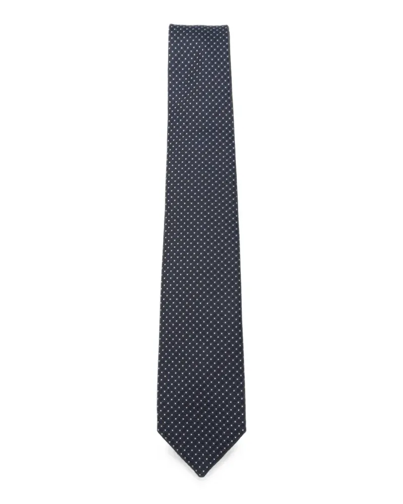 BARBA micro-pattern silk tie - Blau Blau