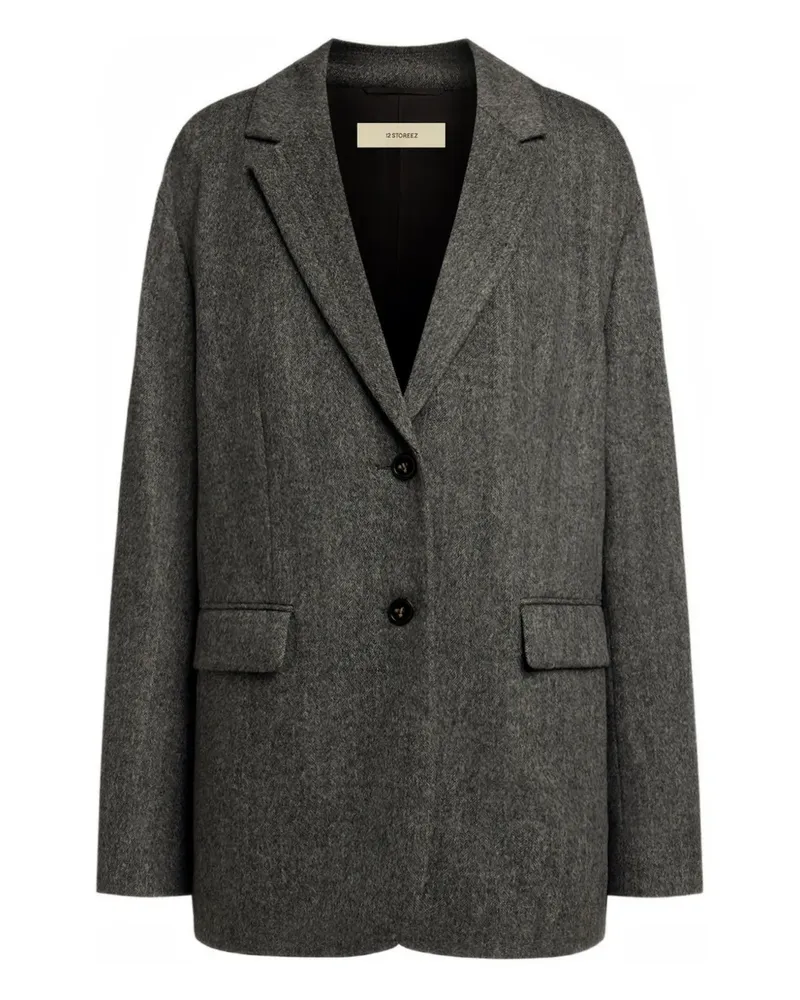12 STOREEZ Sakko mit Fischgrätenmuster - Grau Grau