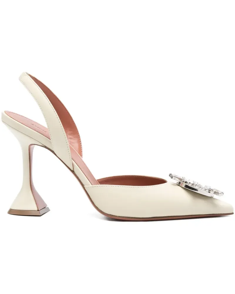 Amina Muaddi 95mm Begum crystal-embellished slingback pumps - Nude Nude