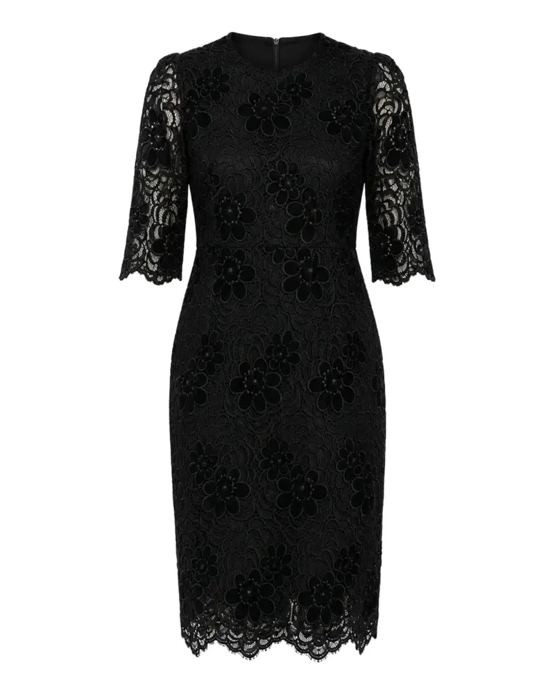 Dolce & Gabbana Minikleid aus Spitze mit Blumenapplikation - Schwarz Schwarz