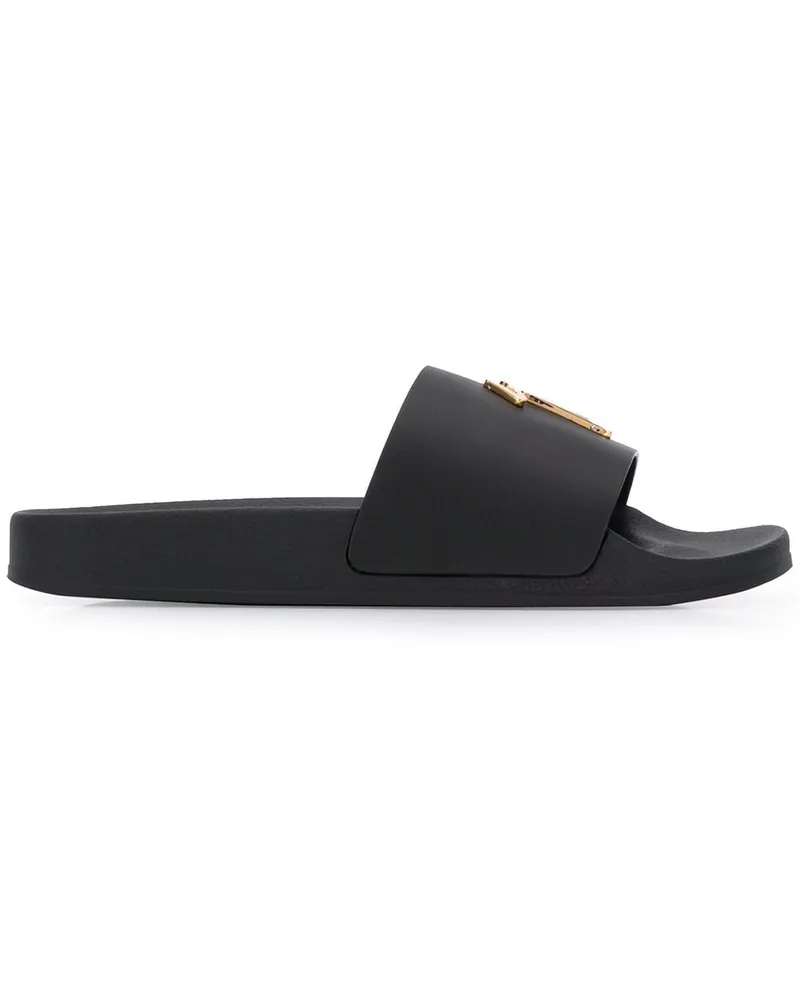 Giuseppe Zanotti Pantoletten mit Logo-Schild - Schwarz Schwarz