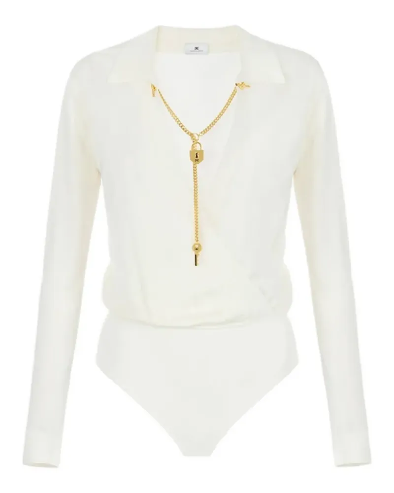 Elisabetta Franchi charm-detail wrap bodysuit - Weiß Weiß