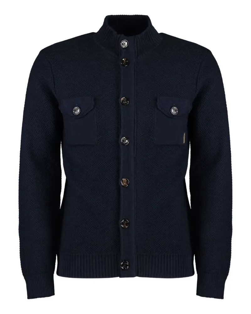 MOORER Cardigan mit aufgesetzter Tasche - Blau Blau