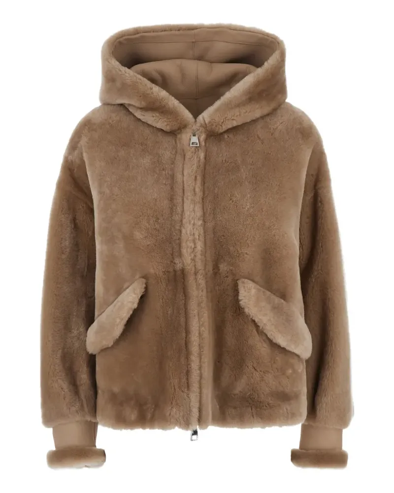 BLANCHA shearling hooded jacket - Braun Braun