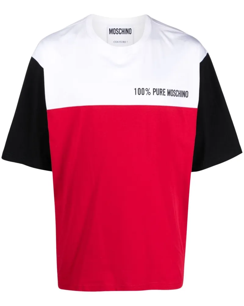 Moschino T-Shirt aus Bio-Baumwolle in Colour-Block-Optik Rot