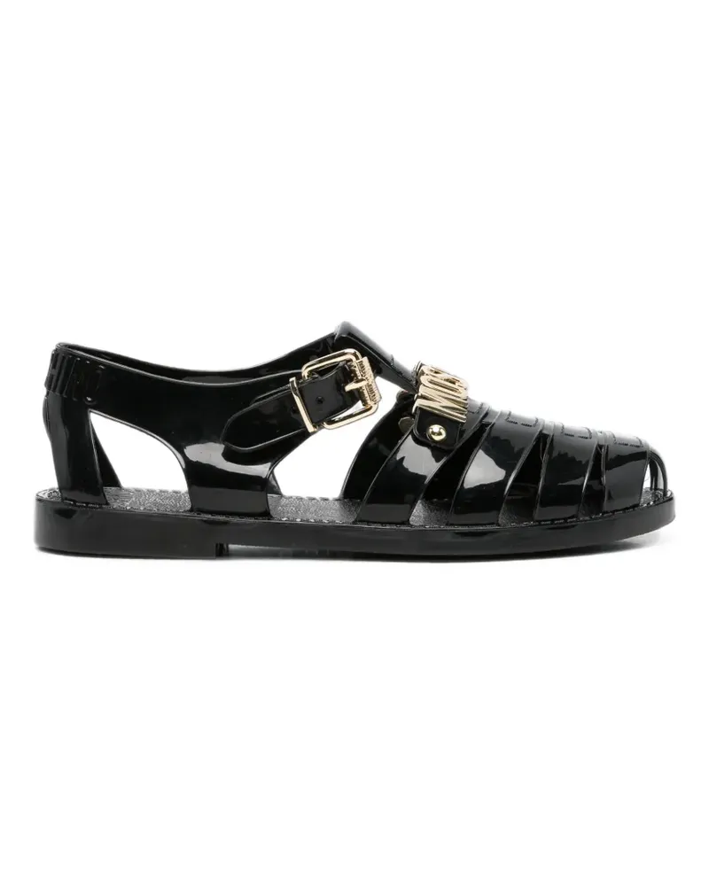 Moschino Schnallensandalen mit Logo - Schwarz Schwarz