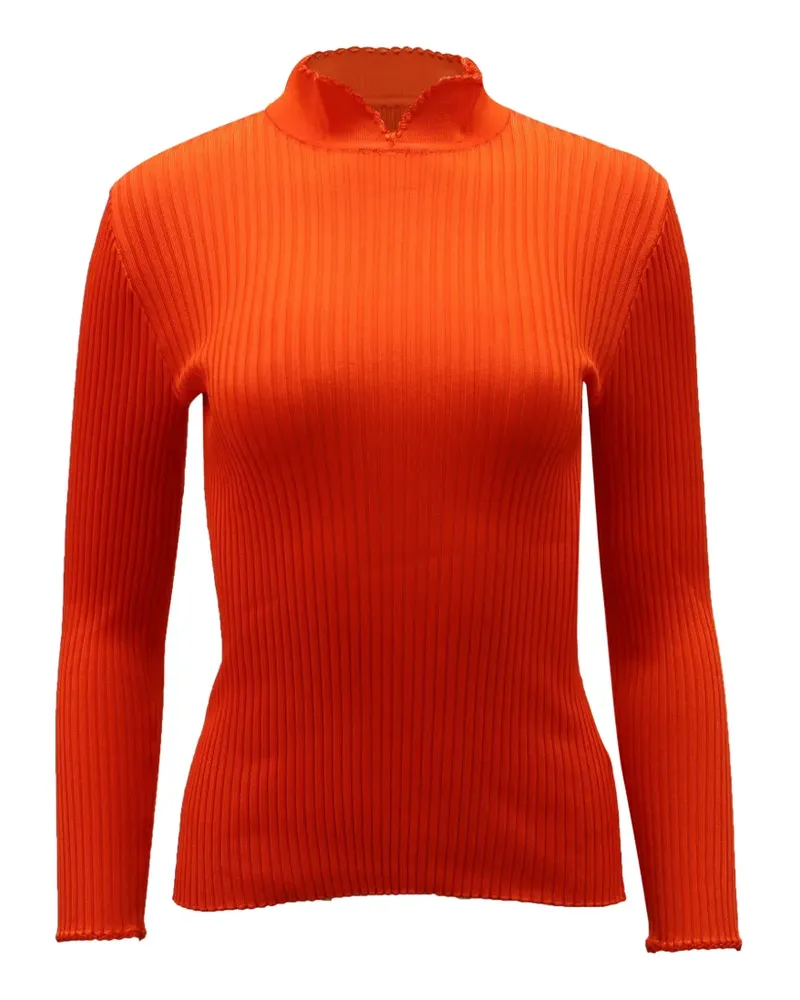Ganni high-neck ribbed top - Orange Orange