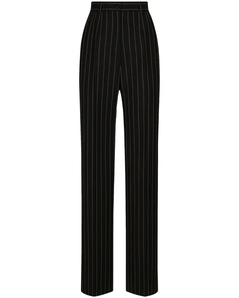 Dolce & Gabbana Gestreifte Hose mit hohem Bund - Schwarz Schwarz