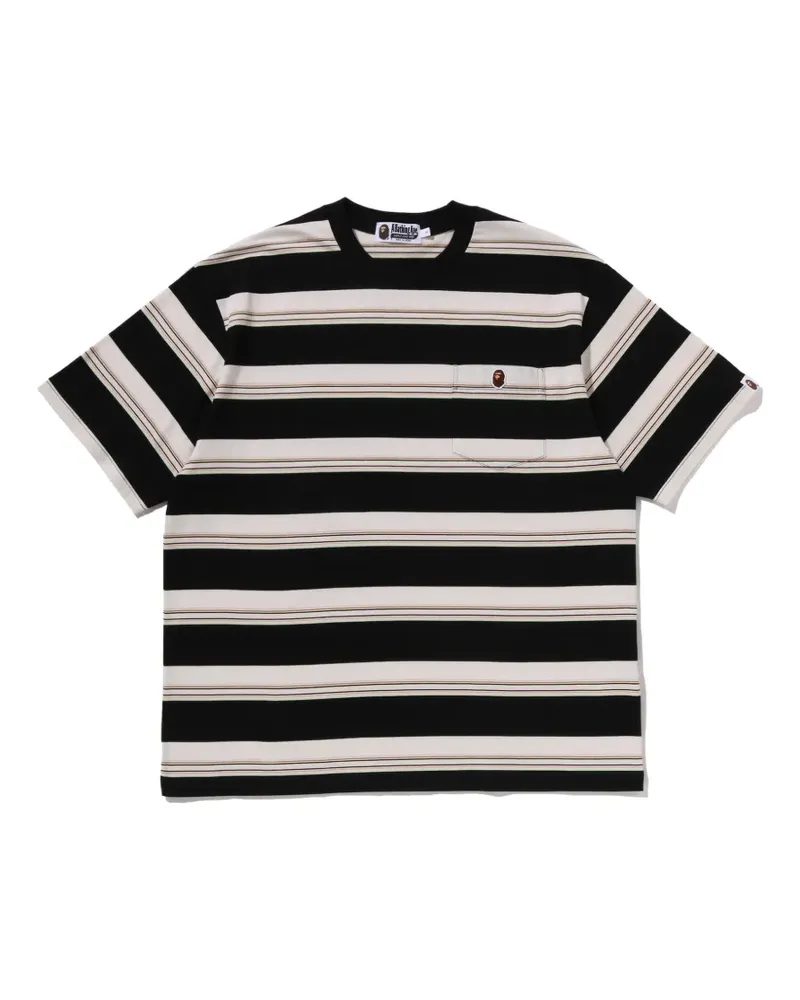 BAPE striped pocket T-shirt - Schwarz Schwarz