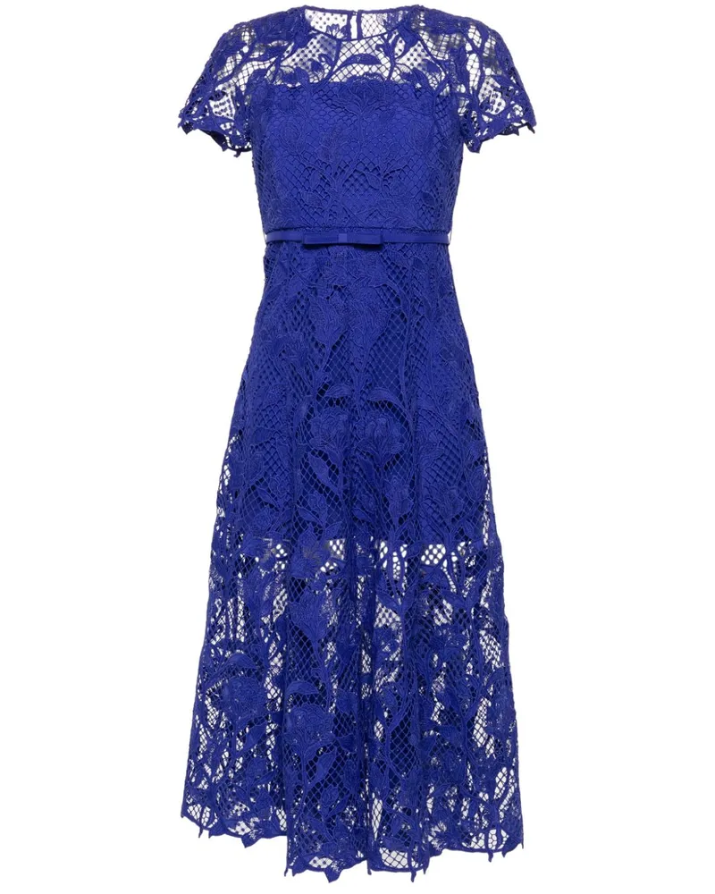 Self-Portrait Spitzenkleid mit Gürtel - Blau Blau