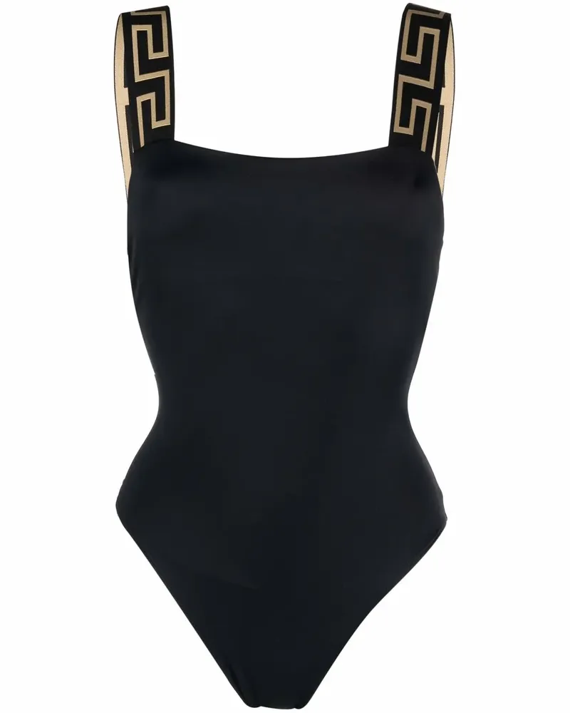 Versace Badeanzug mit Greca-Detail - Schwarz Schwarz