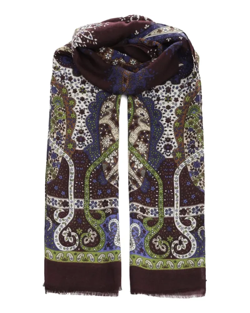 Al Duca D’Aosta 1902 paisley-print frayed scarf - Braun Braun