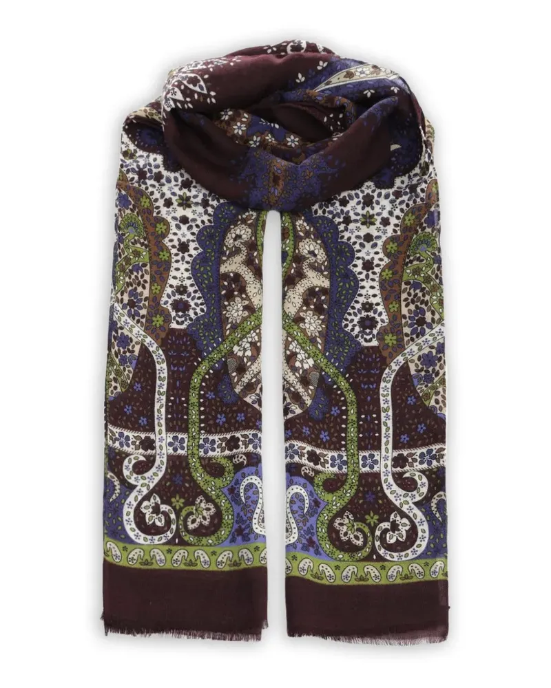 Al Duca D’Aosta 1902 paisley-print frayed scarf - Braun Braun