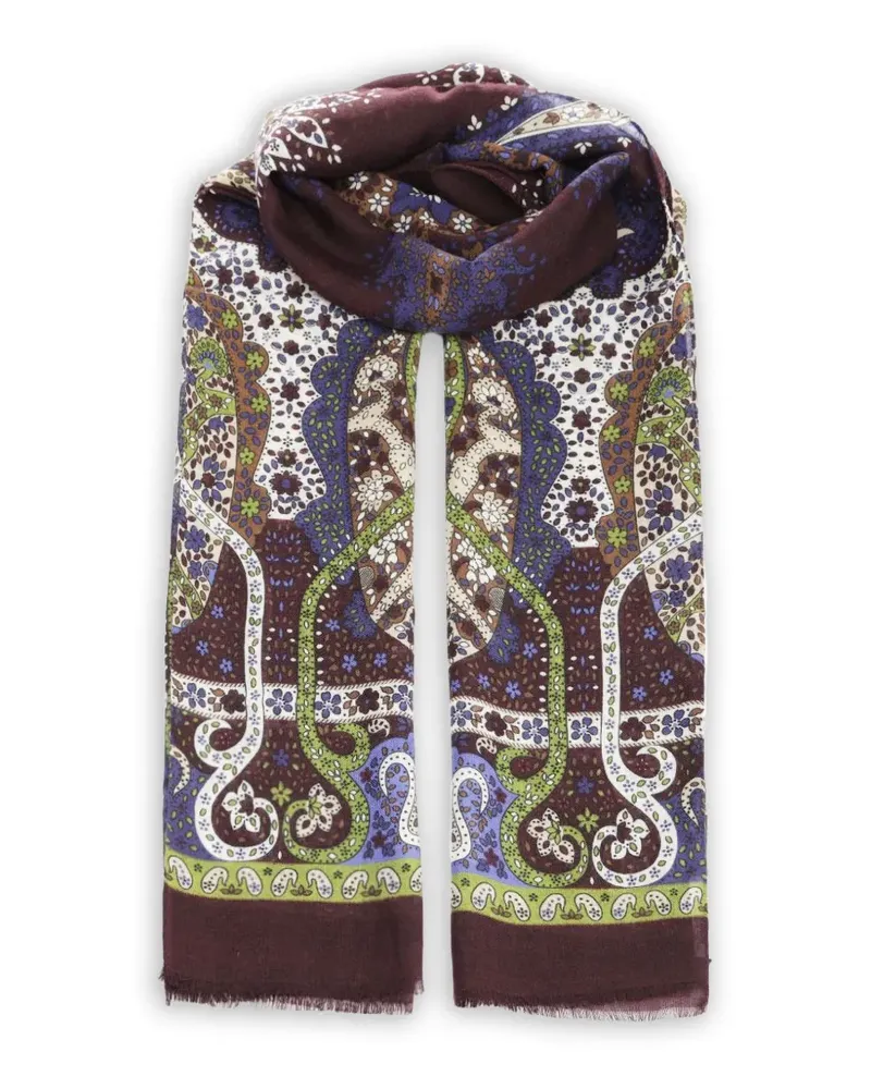 Al Duca D’Aosta 1902 paisley-print frayed scarf - Braun Braun