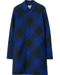 Burberry Einreihiger Mantel mit Karo-Muster Blau