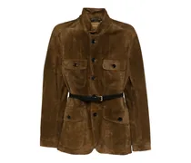 Military-Jacke aus Wildleder - Braun