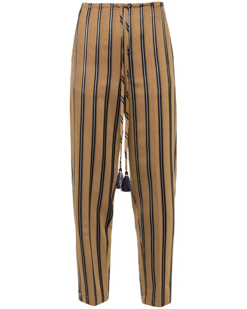 forte_forte Gestreifte Tapered-Hose - Nude Nude