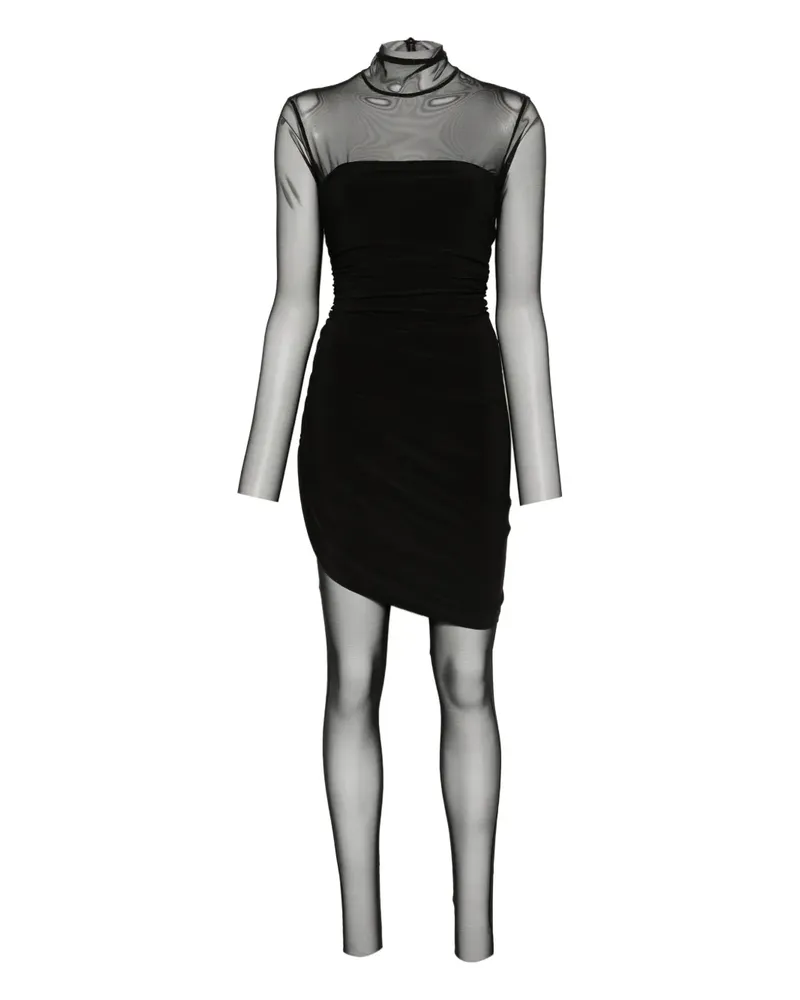 Norma Kamali Minikleid mit Mesh-Einsatz - Schwarz Schwarz