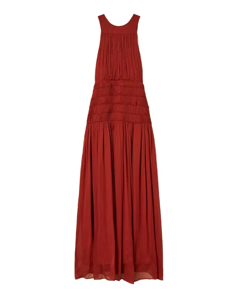 Twin-Set Langes Kleid mit Falten - Braun Braun