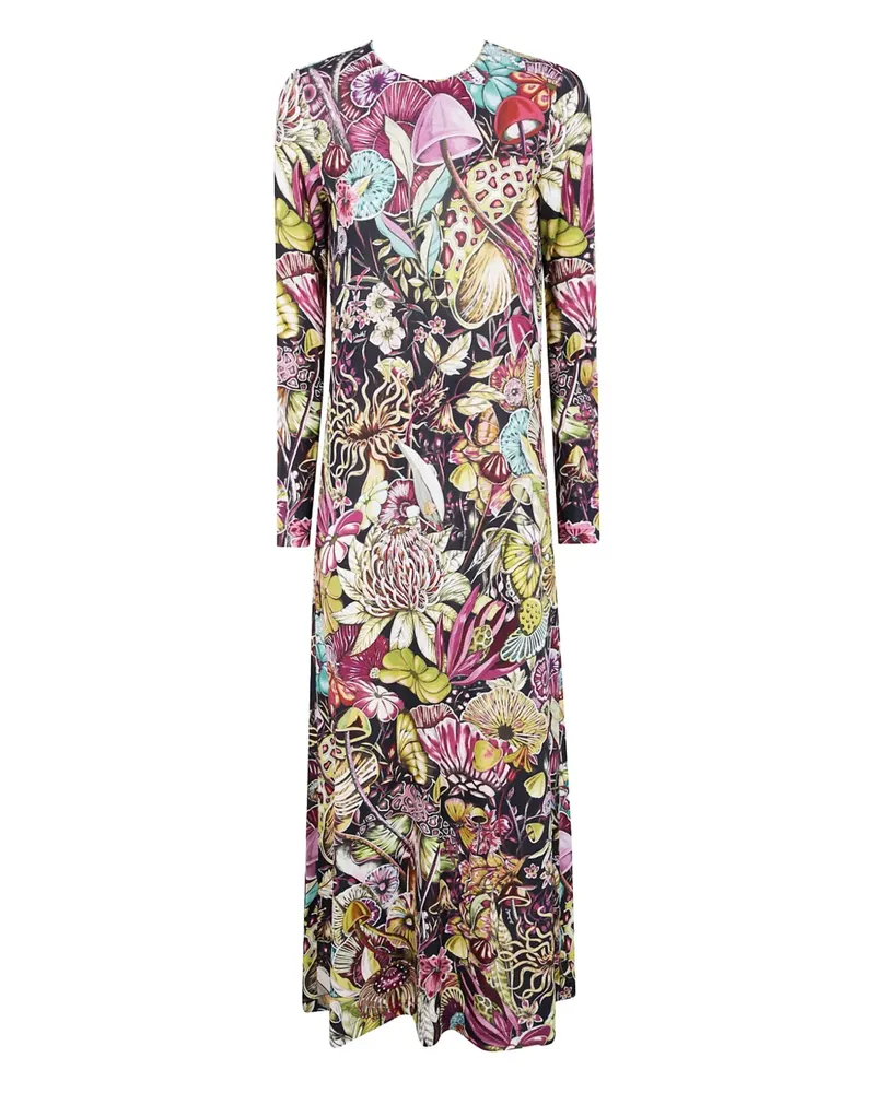 La DoubleJ Maxikleid mit Blumen-Print - Schwarz Schwarz