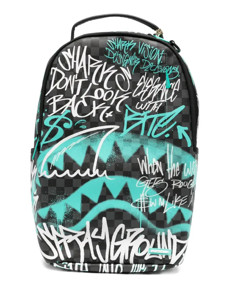 Sprayground graffiti-print checkered backpack - Schwarz Schwarz