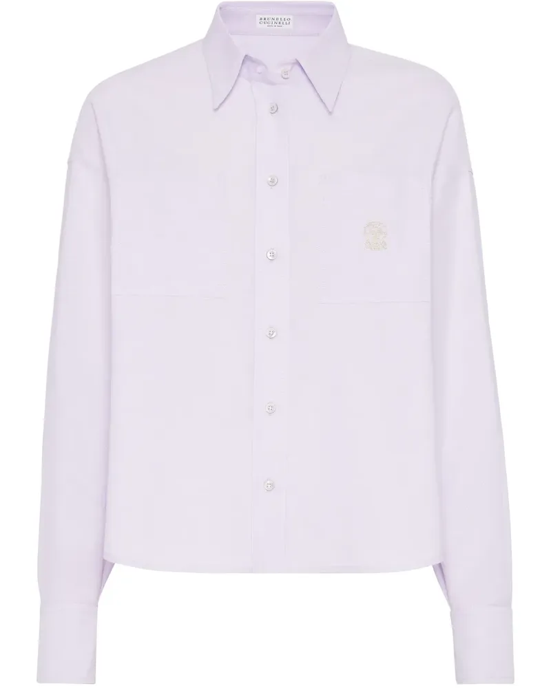 Brunello Cucinelli Hemd mit Logo-Stickerei - Violett Violett