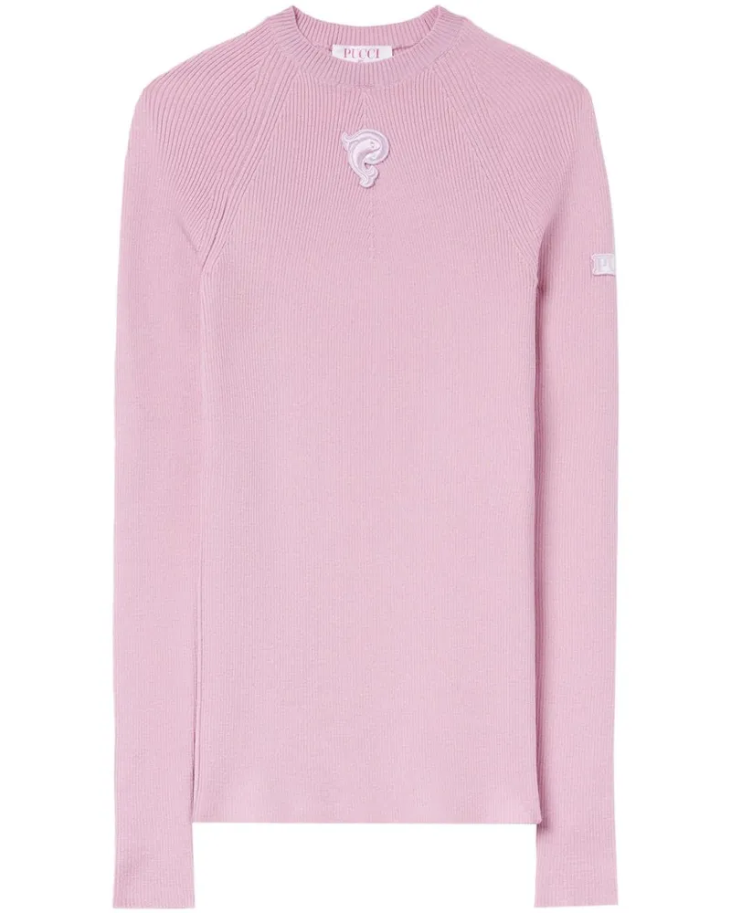 Emilio Pucci Gerippter Pullover mit Logo - Rosa Rosa