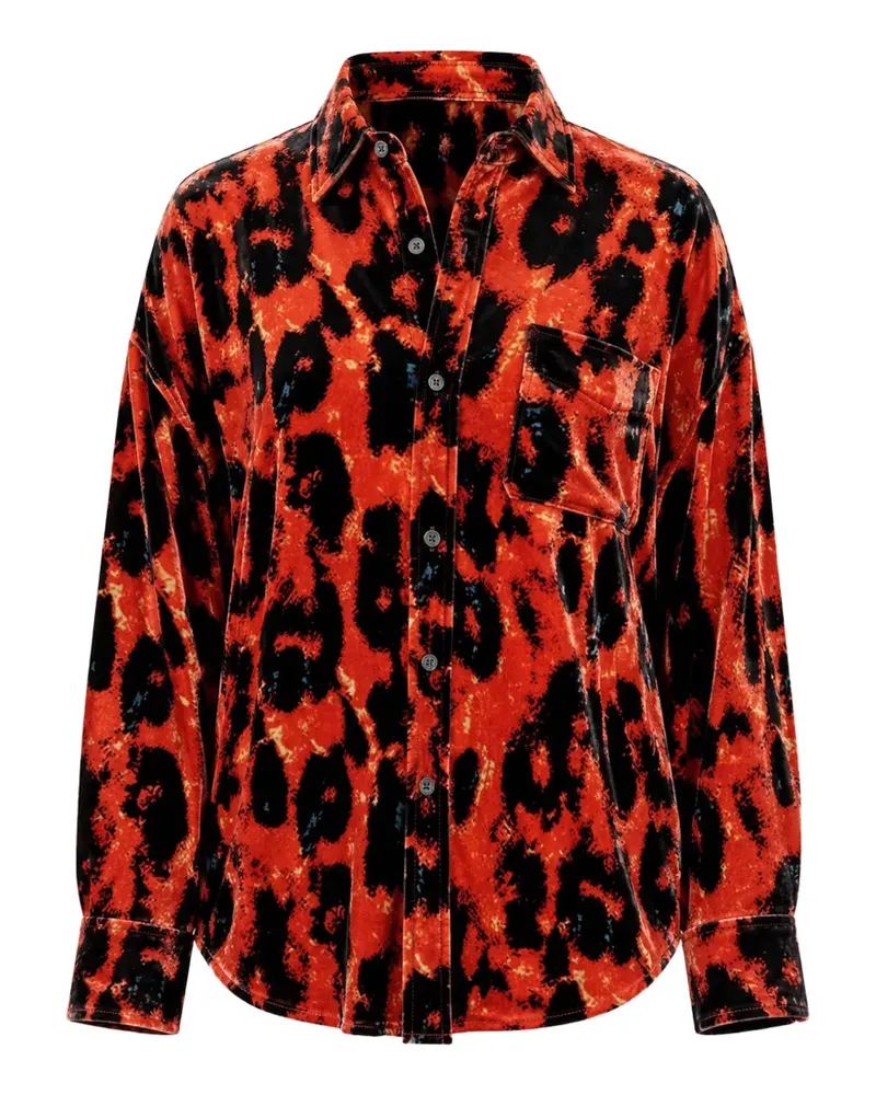 R13 leopard-print drop-neck shirt - Rot Rot
