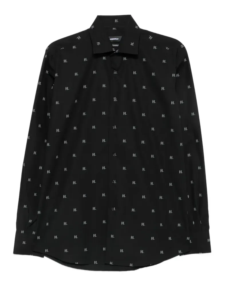 Karl Lagerfeld logo-print long-sleeve shirt - Schwarz Schwarz