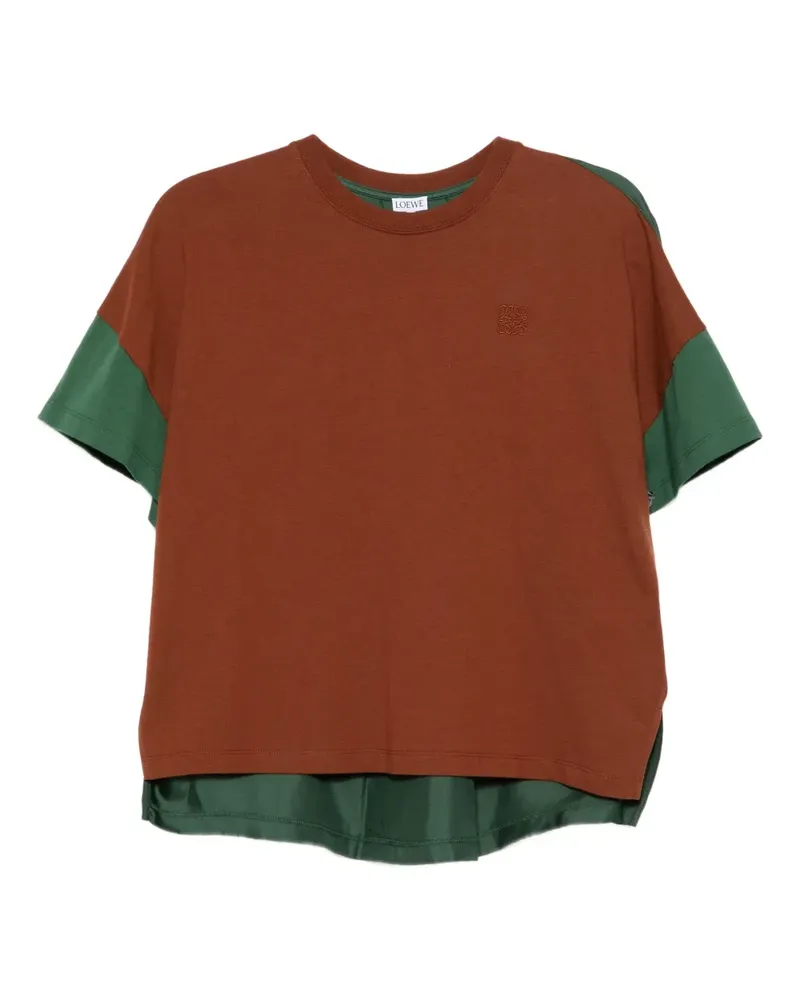 Loewe Seiden-T-Shirt mit Logo - Braun Braun
