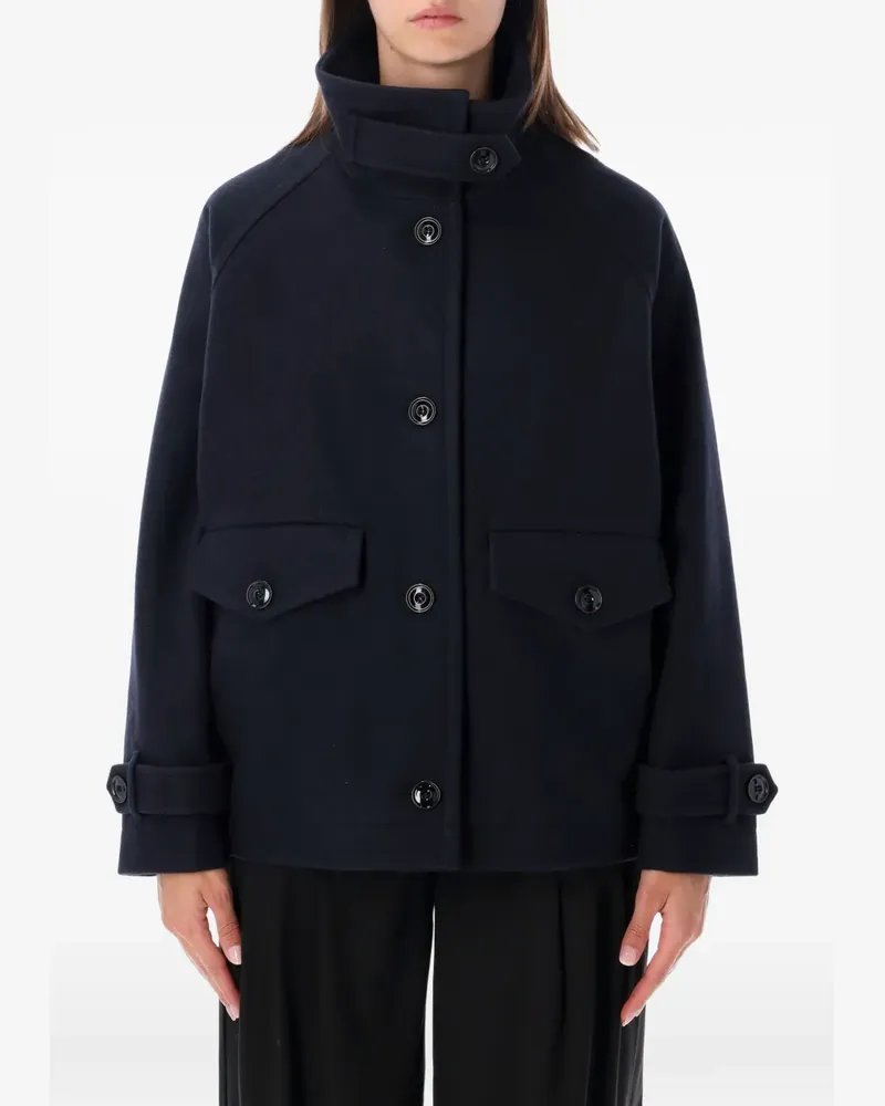 Sessùn Lee Woolly Mantel mit Stehkragen - Blau Blau