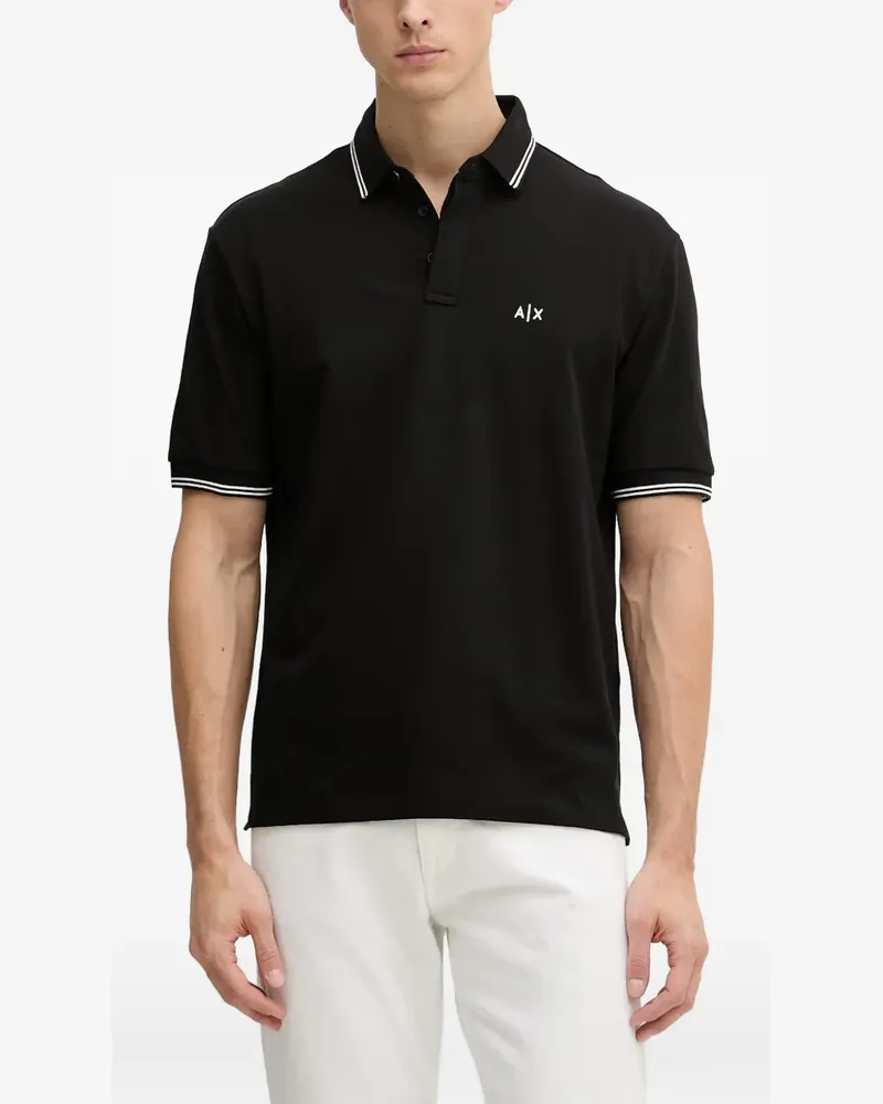 Armani Exchange Poloshirt mit Logo-Stickerei - Schwarz Schwarz