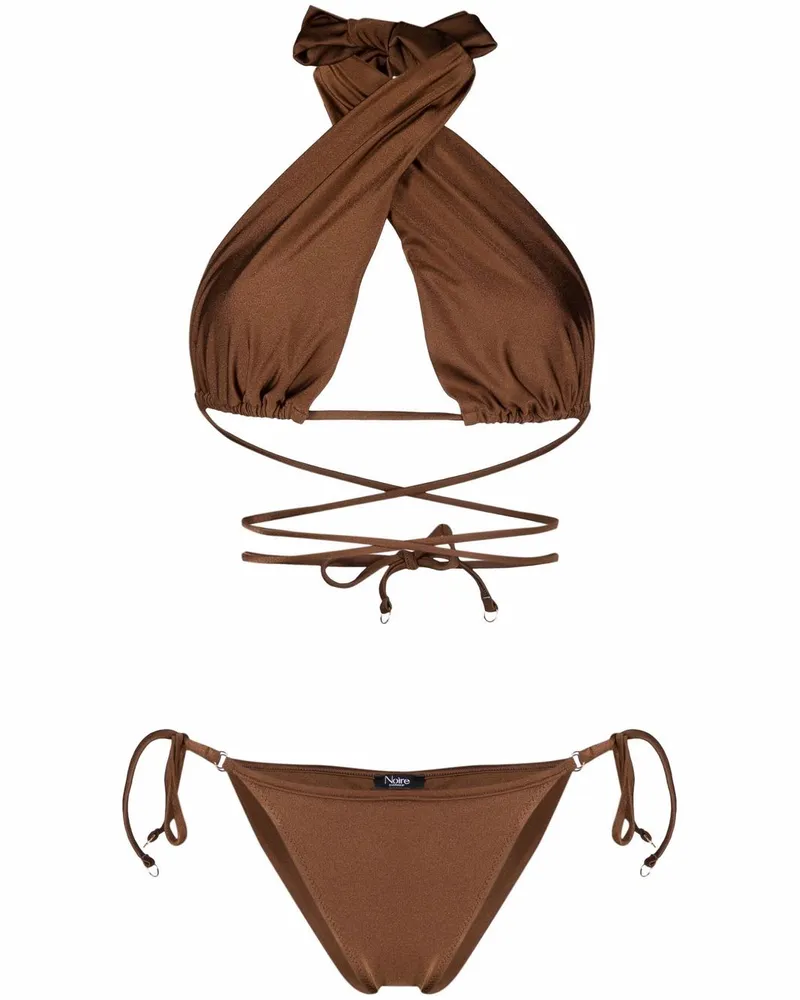 Noire Swimwear Bikini mit überkreuzten Trägern - Braun Braun