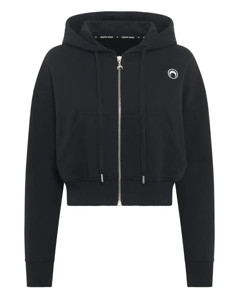 Marine Serre moon-logo zip-fastening hoodie - Schwarz Schwarz