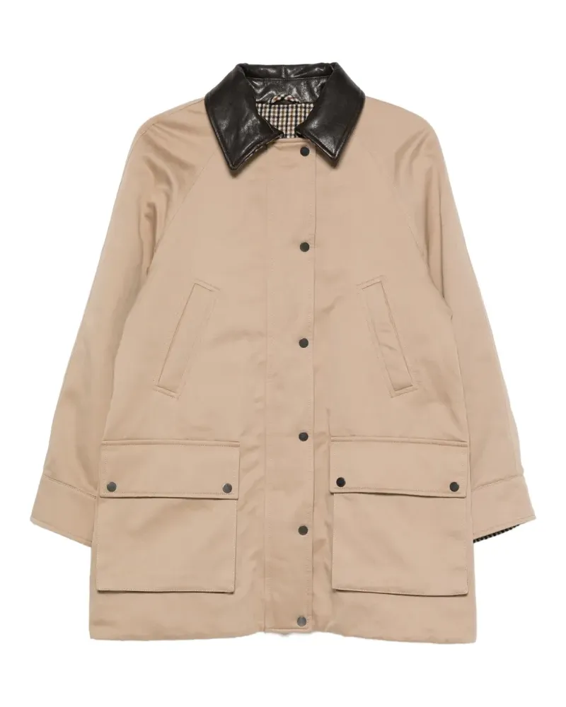 Brunello Cucinelli leather-trim coat - Nude Nude