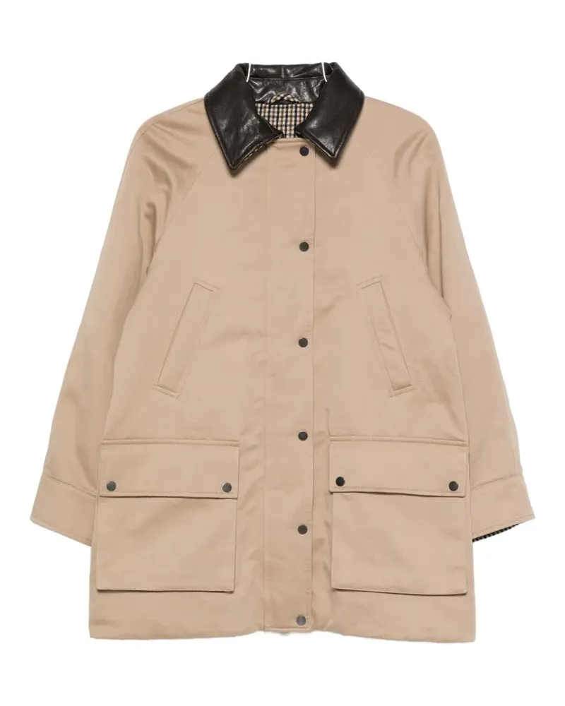 Brunello Cucinelli leather-trim coat - Nude Nude