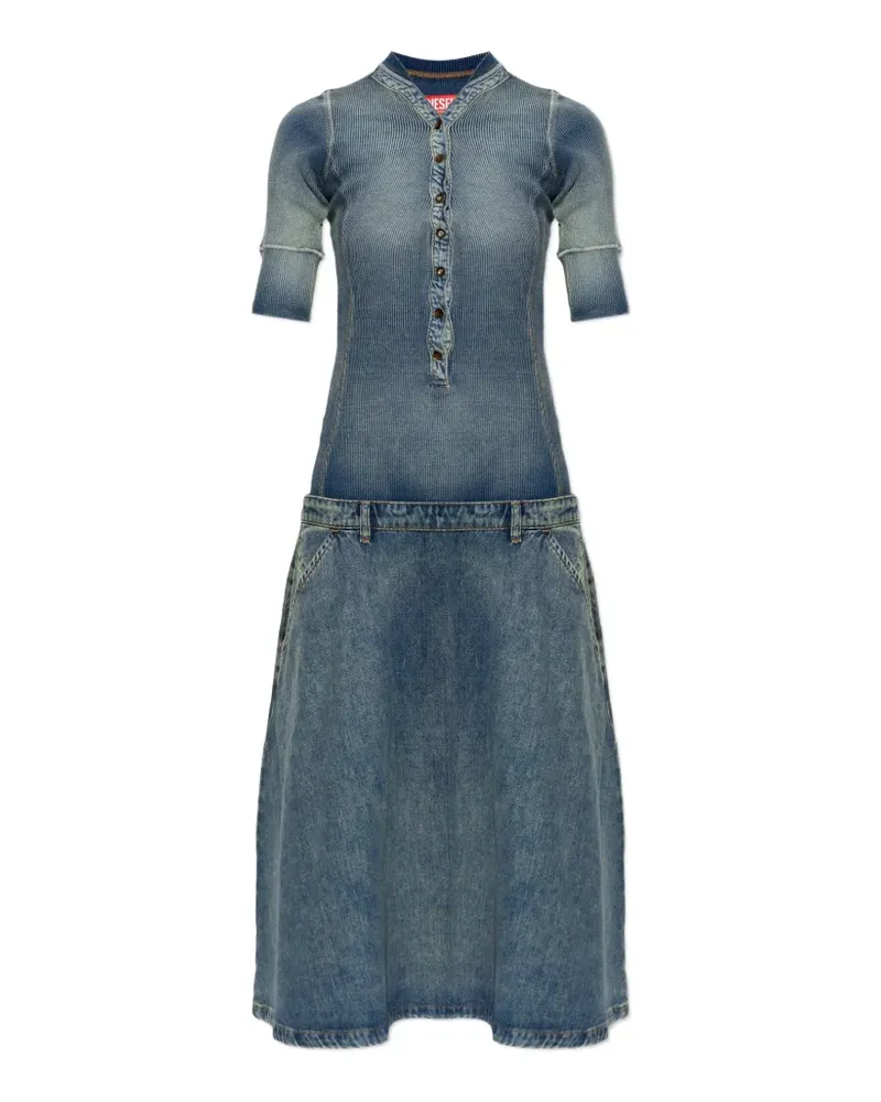 Diesel ribbed-knit panelled midi dress - Blau Blau