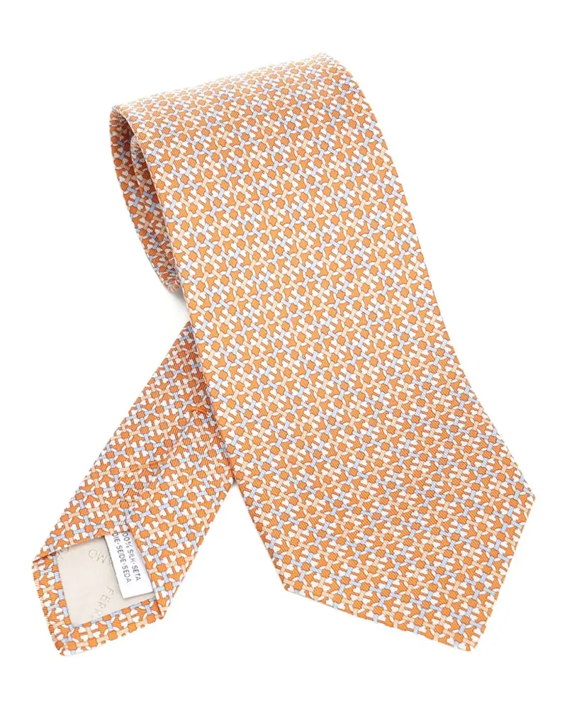 Ferragamo Seidenkrawatte mit Gancini-Muster - Orange Orange